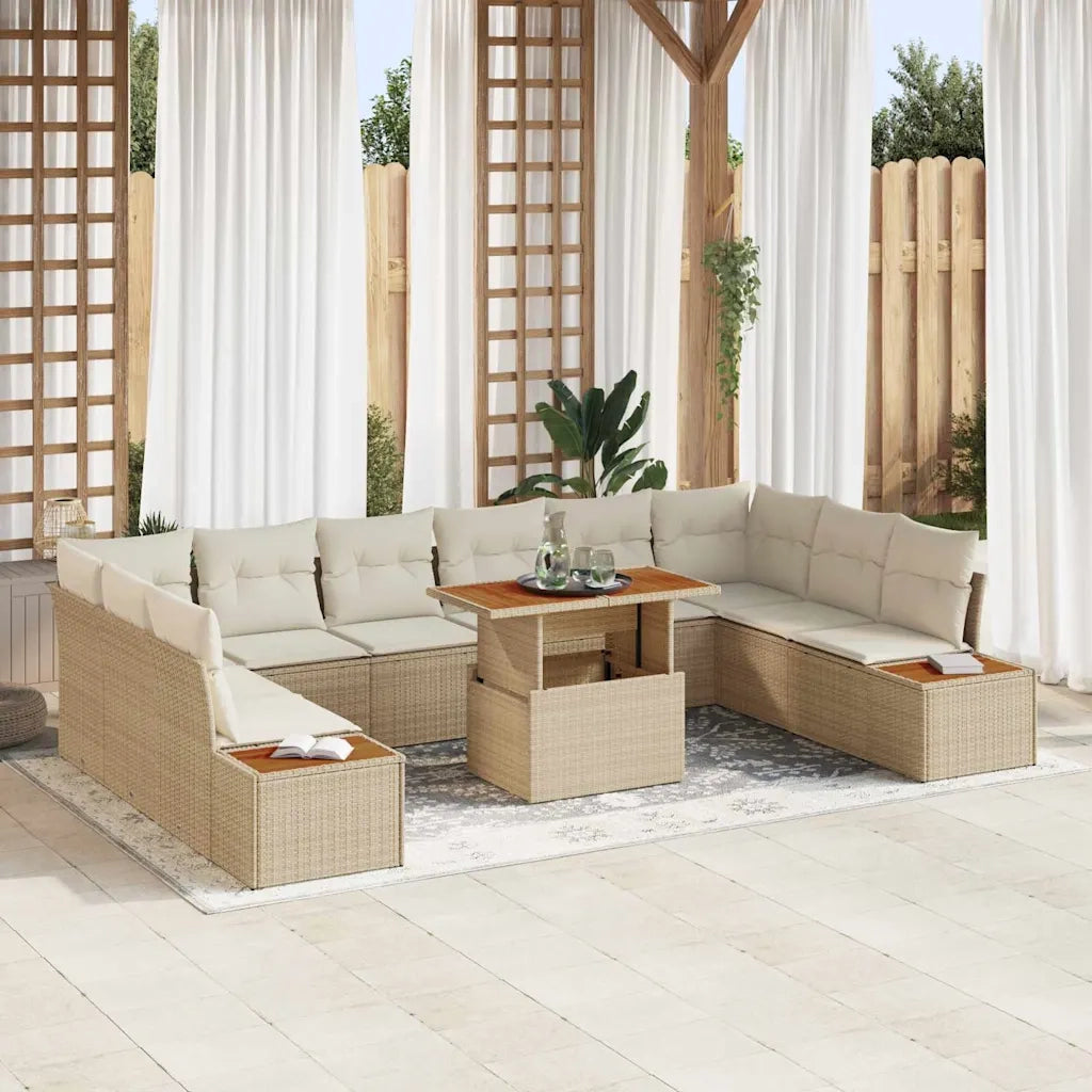 Set Divano da Giardino 11 pcs Beige Poly Rattan 3358845