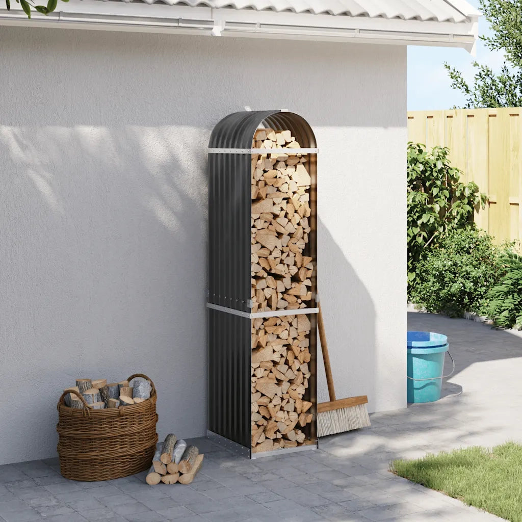 Portalegna Antracite 40x45x170 cm Acciaio Zincato 364558