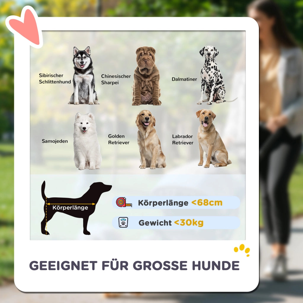 Carrello pieghevole per cani grandi fino a 30 kg con finestre in rete, ruote rimovibili, poliestere grigio scuro