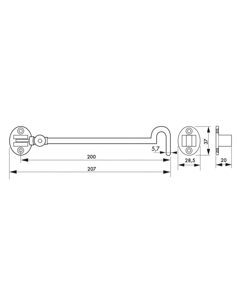Gancio orientabile con occhiello, cromato, 20 cm – THIRARD
