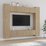 Set Mobili Porta TV 8pz Rovere Sonoma in Legno Multistrato cod mxl 11943