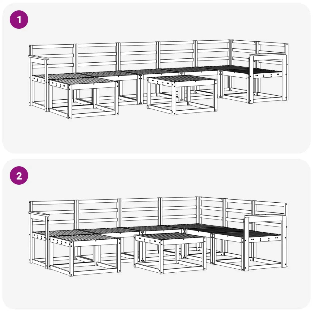 Set di divani da esterno 8 pcs Bianco Legno di Acacia Massello 3387968