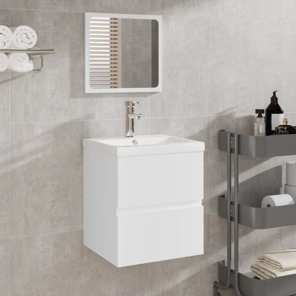 Mobile da Bagno con Lavabo | Armadio Lavabo e Specchio Bianco