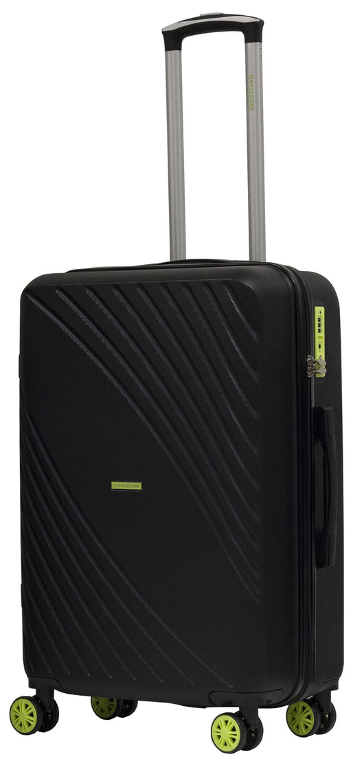 Trolley Valigia Media Rigida in ABS 4 Ruote TSA Ravizzoni Fresh Nero e Giallo Fluo