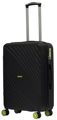 Set 3 Valigie Trolley Rigide in ABS 4 Ruote TSA Ravizzoni Fresh Nero e Giallo Fluo