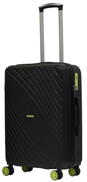 Set 3 Valigie Trolley Rigide in ABS 4 Ruote TSA Ravizzoni Fresh Nero e Giallo Fluo