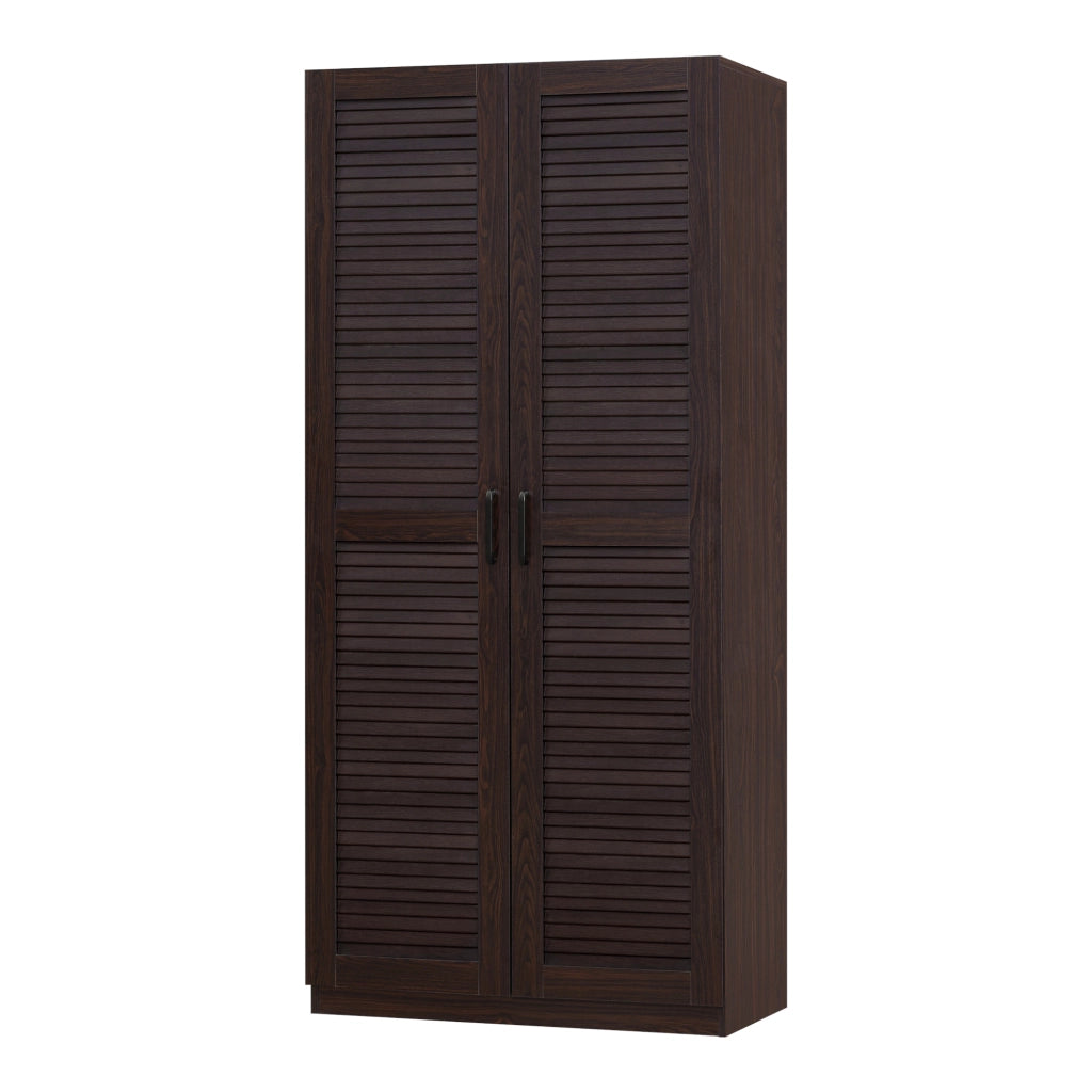 Armadio Guardaroba Finning con Ante a Persiana 176 x 80 x 52 cm Effetto Noce Scuro [en.casa]