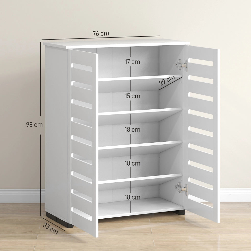Armadio Scarpiera con 5 Livelli e 4 Ripiani Regolabili ¨C zephmum ¨C Legno, 76x33x98 cm, Bianco