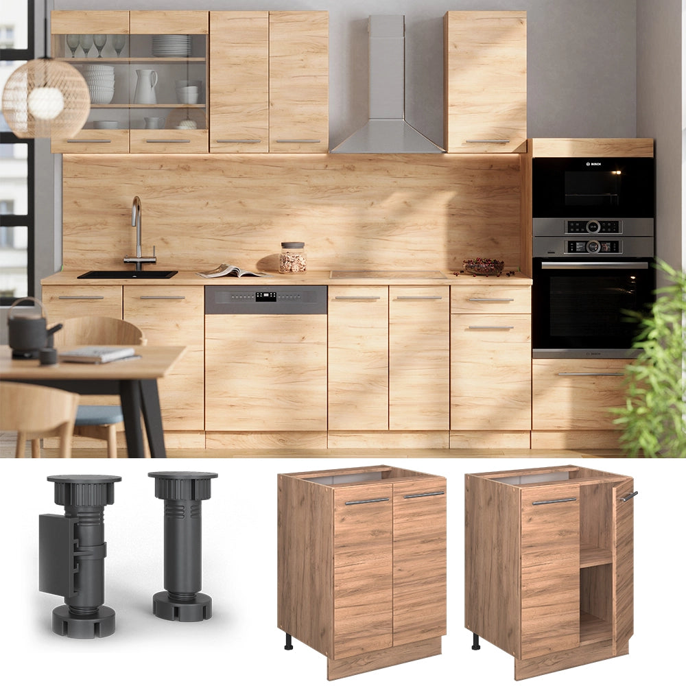 Vicco Mobiletto base cucina Quercia dorata 60 cm , PL Rovere