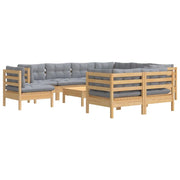 Set di mobili da giardino mobili da esterno 10 pezzi con cuscini grigio legno di pino massiccio 02_0015037