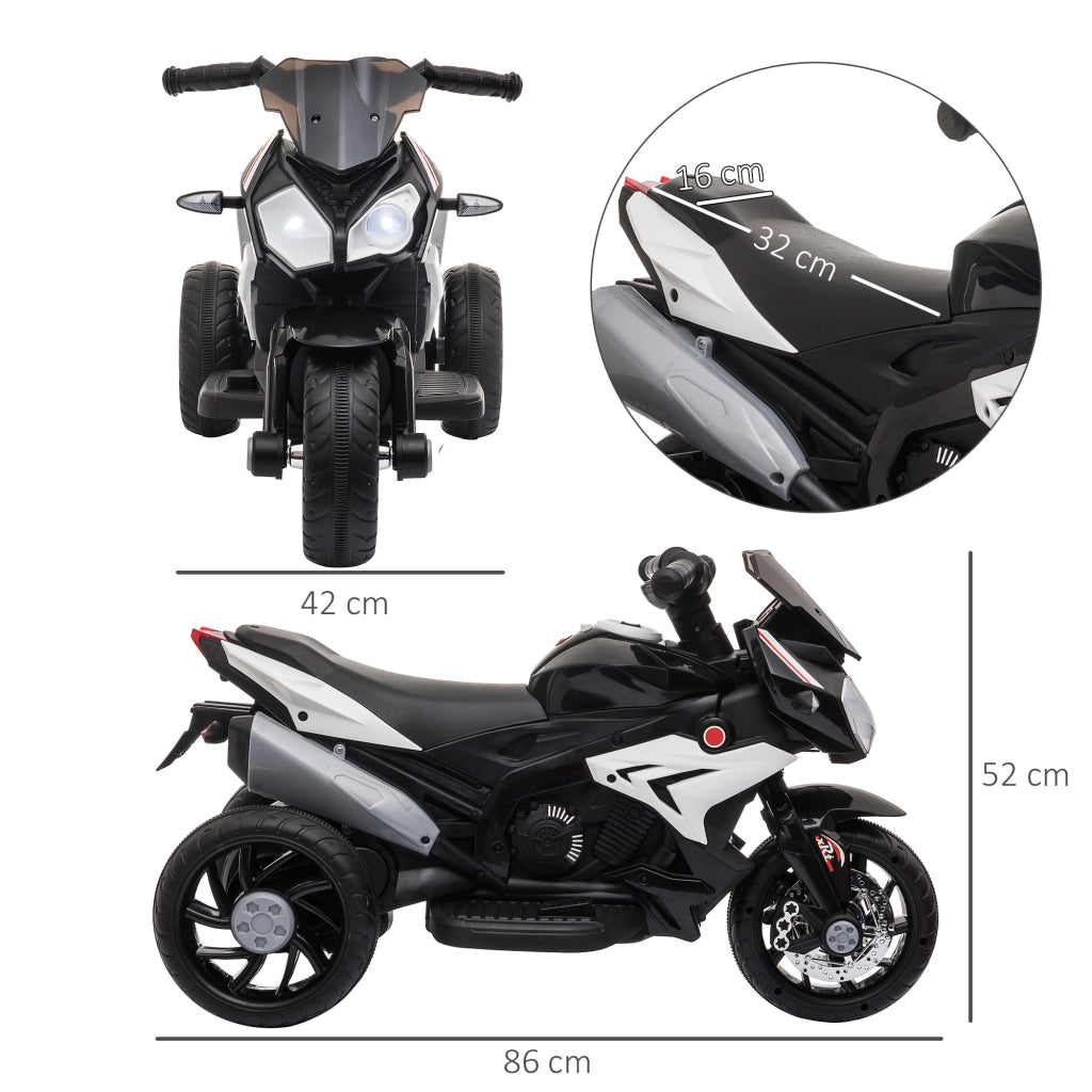 Motocicletta Bambini Elettrica con Luci e Suoni ¨C zephmum ¨C Nero/Bianco 3km/h