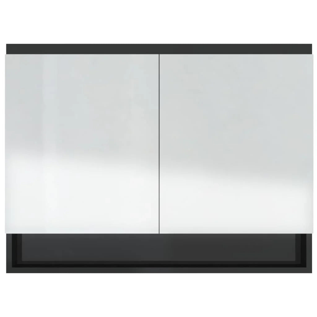 Mobiletto specchio da bagno 80 x 15 x 60 cm MDF nero lucido 02_0006714