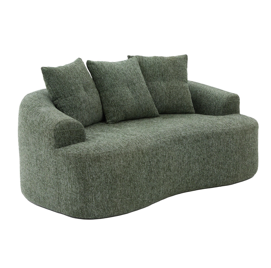 Divano 2 posti 164x92x60 cm verde in chenille; seduta extra profonda