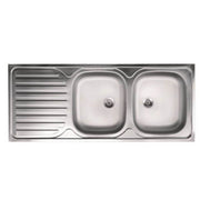 LAVELLO INOX APPOGGIO 120X50CM 2 VASCHE CON GOCCIO
