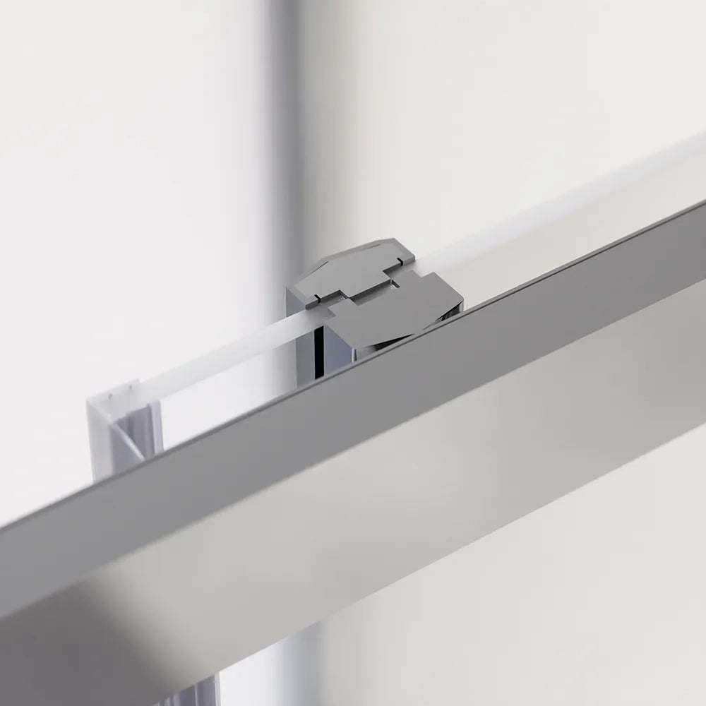 Box doccia cromato 3 lati 90x150x90cm con porta scorrevole e doppia parete fissa vetro 6mm trasparente h185cm | Madagascar