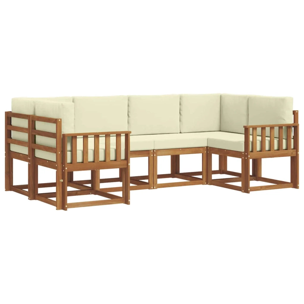 Set di divani da esterno con cuscino 6 pcs Naturale e Crema