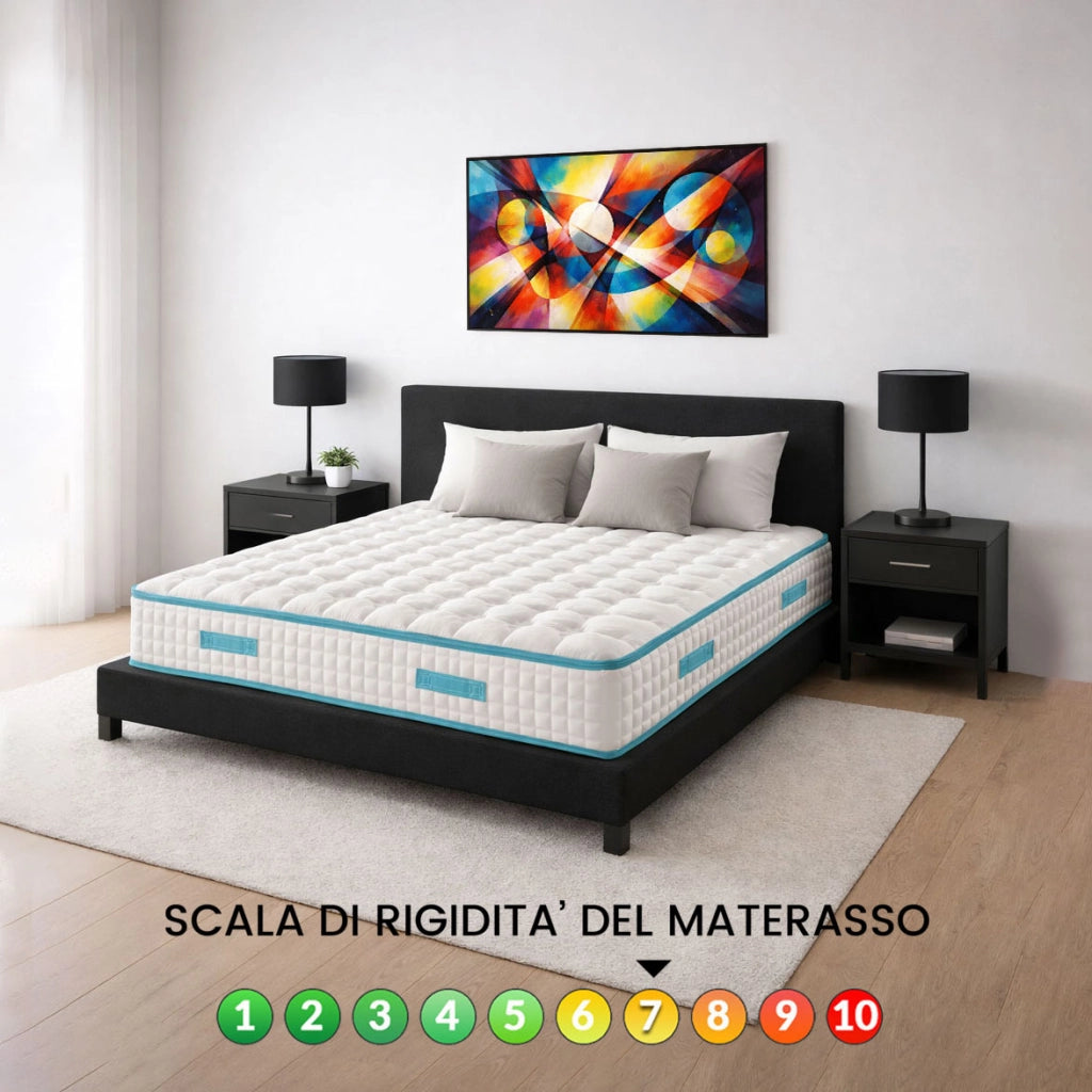 Materasso singolo 80X190 Molle Insacchettate e Memory H27 – Dispositivo Medico, Doppio Lato Comfort/Semirigido, Ortopedico per Mal di Schiena, Tessuto Anallergico - HYBRID MEMORY MED PRO