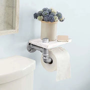 Toilette con Sostegno in Legno Bianco e Hardware in Acciaio Inox Argento per Bagno e Cucina
