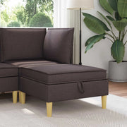 Pouf con Storage Marrone Scuro Tessuto 42027126