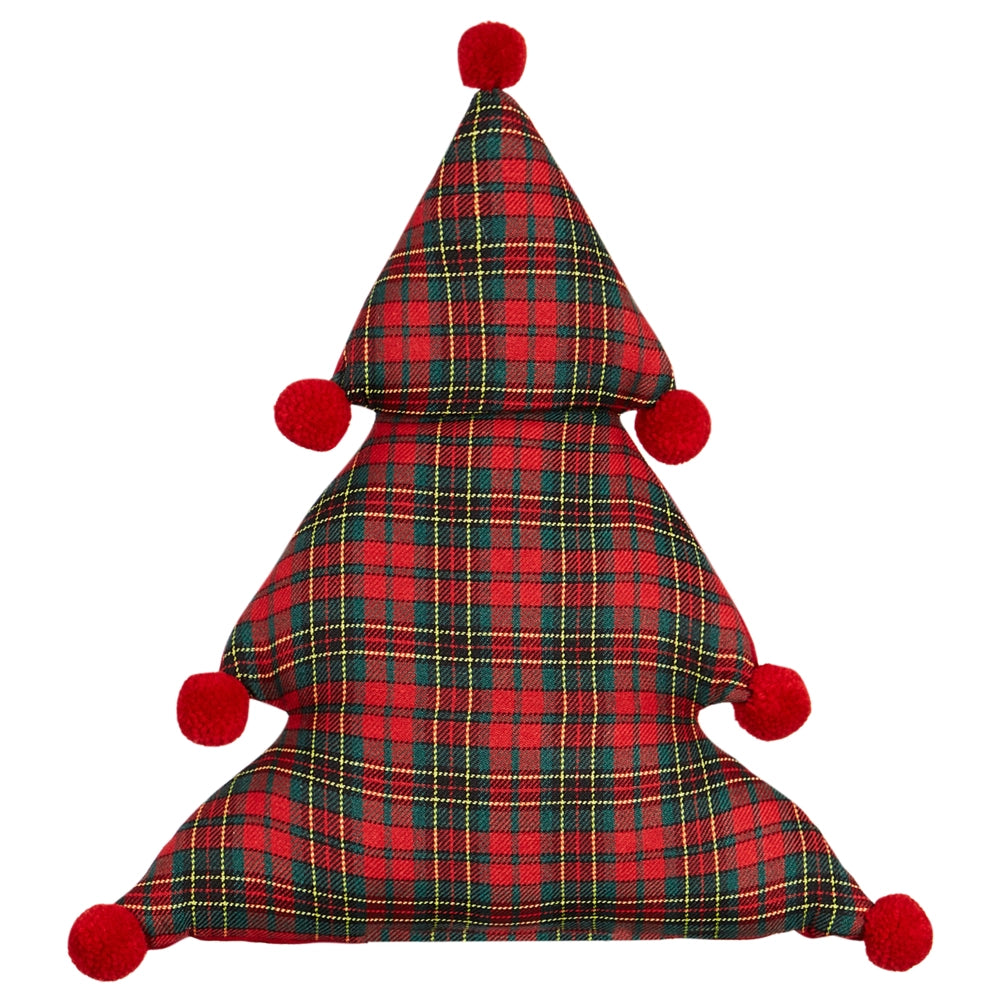 Set di 2 cuscini sparsi in tessuto rosso e verde a forma di albero di Natale 35 x 30 cm Accessorio per la decorazione