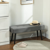 Panca Fondoletto 100x36x45 cm in Tessuto Effetto Velluto a Coste Grigio