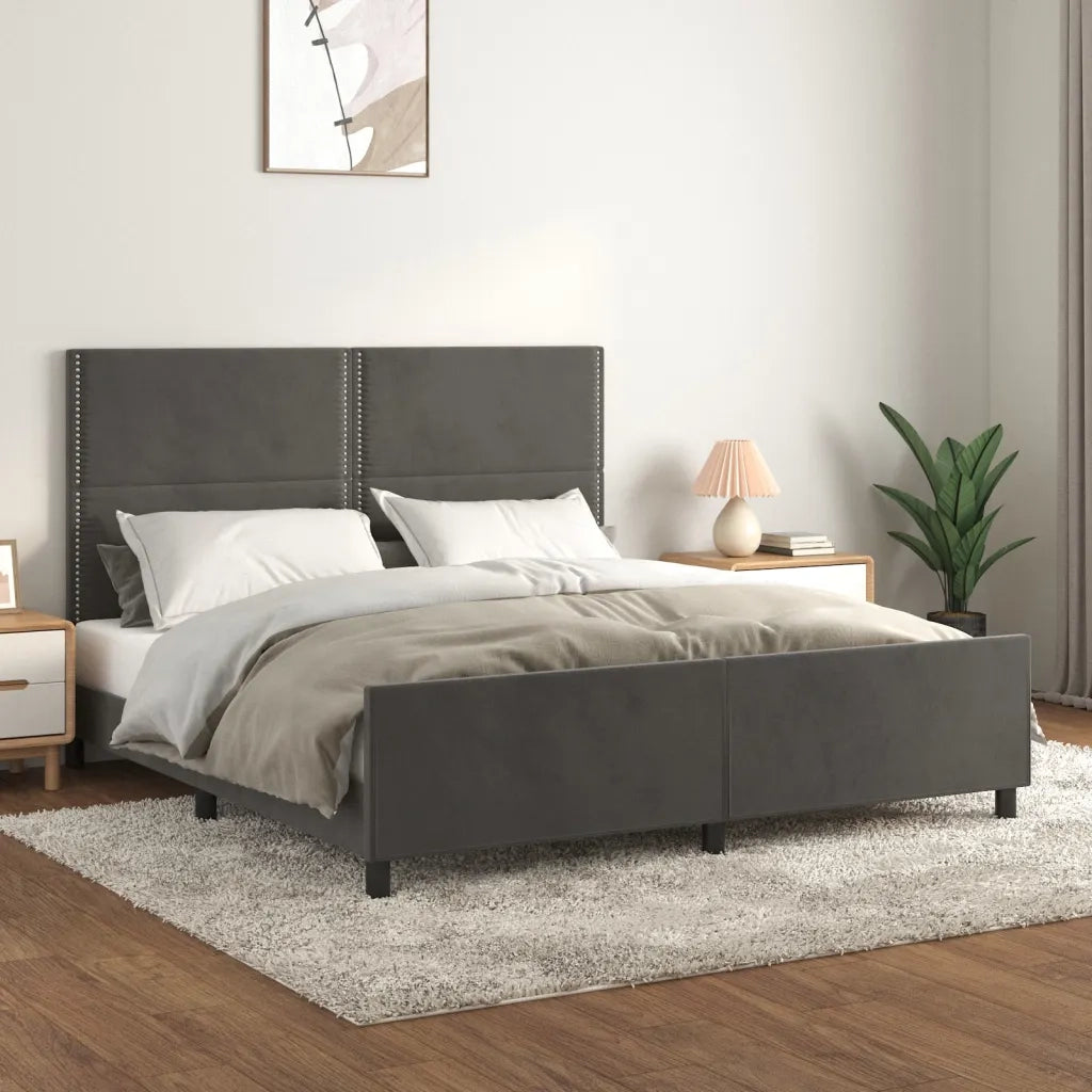 Giroletto con Testiera-Struttura Letto con testiera Grigio Scuro 180x200 cm in Velluto 324325