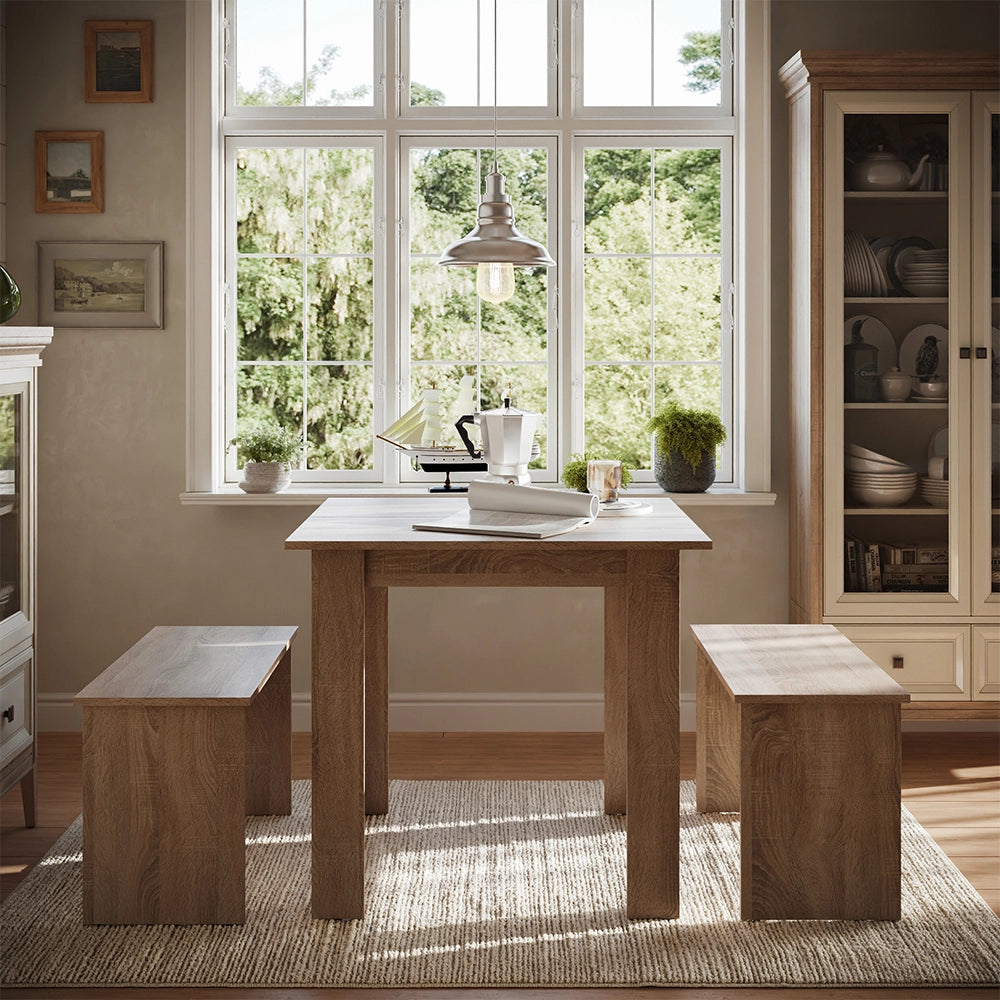Vicco Set di tavoli da pranzo Sonoma 80 x 80 cm con 2 panche