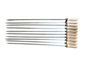 Spiedi per barbecue in acciaio inossidabile lunghi 74 cm con manico in legno per carne pesce verdure 10 pz