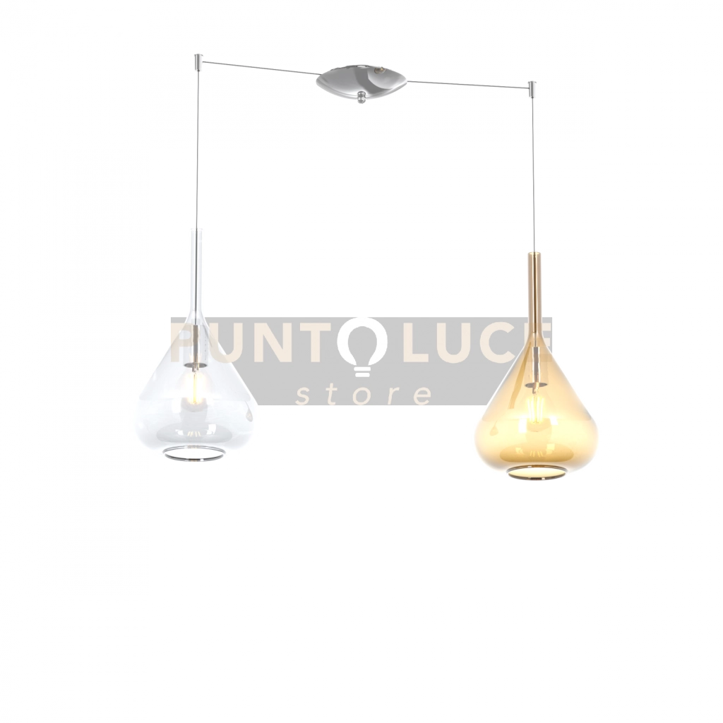 SOSPENSIONE CROMO 2 LUCI SPOSTABILE VETRI TR + AM 1177CR-S2 S-TA