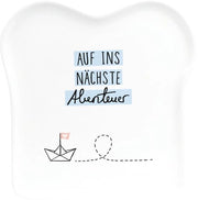 Tavolo da Workshop con Citazione | Ceramica | Avventura, 14,5 x 15,5 cm, Bianco