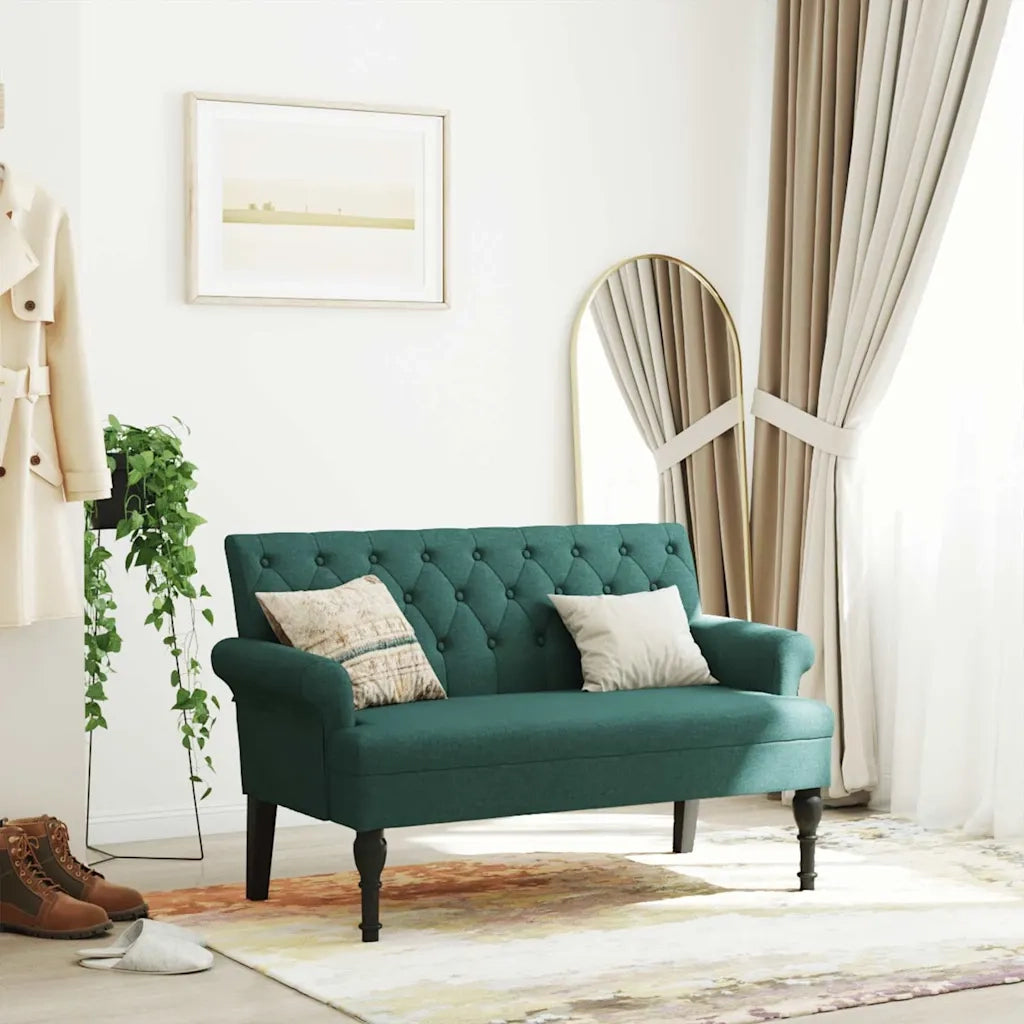 Panca con Schienale Verde Scuro 120x62x75,5 cm in Tessuto CFW3946206