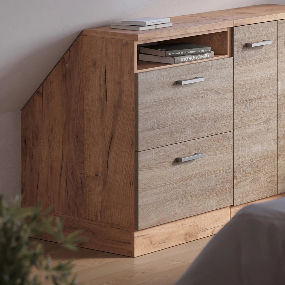 Mobile sottotetto Rion Sonoma/Rovere dorato 60 x 83.8 cm con 2 cassetti, carcassa 60 cm profondità Vicco