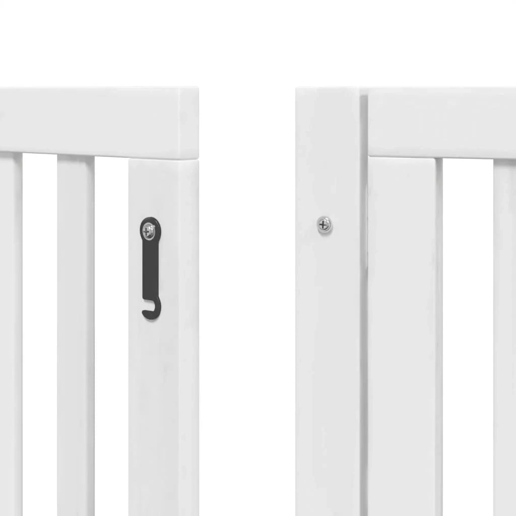 Cancelletto di sicurezza per animali domestici porta pieghevole 12 pannelli legno di pioppo bianco 02_0023164