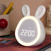 Wecchione digitale con forma di coniglio - sveglia - sveglia per bambini - orologio silenzioso - luce LED calda - ricaricabile - funzione timer