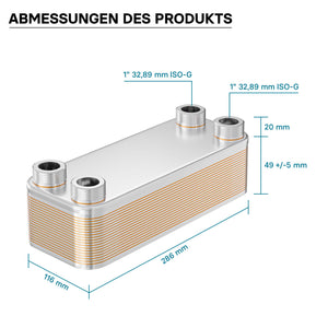 Scambiatore a piastre saldobrasate in acciaio inox, 20 piastre, max 115 kW