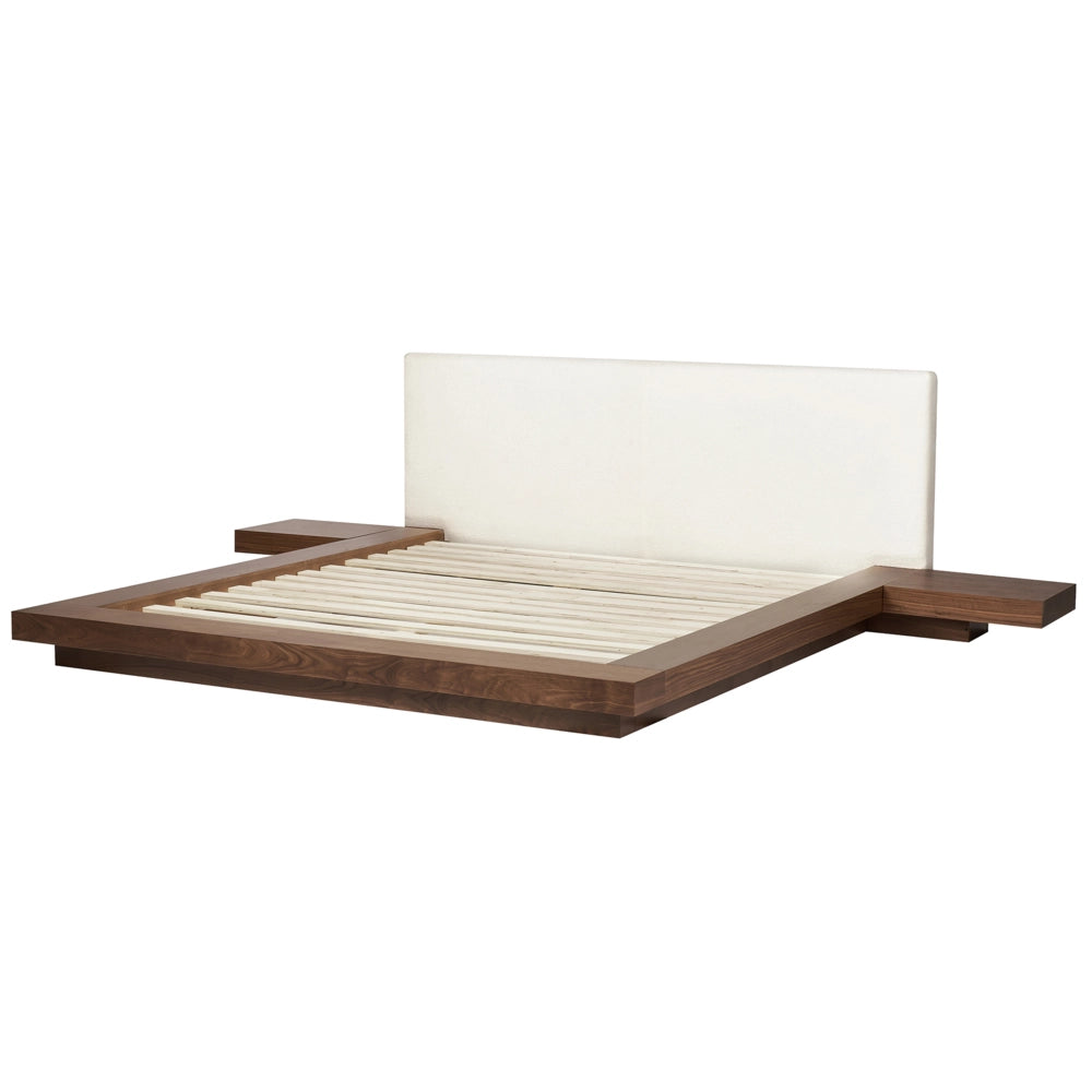 Letto stile Giapponese moderno 180 x 200 cm Comodini Laterali Marrone Testiera Boucle