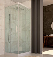 Box doccia due lati scorrevole pvc bianco e cristallo 6mm h.190cm Forglas 80x100 cm