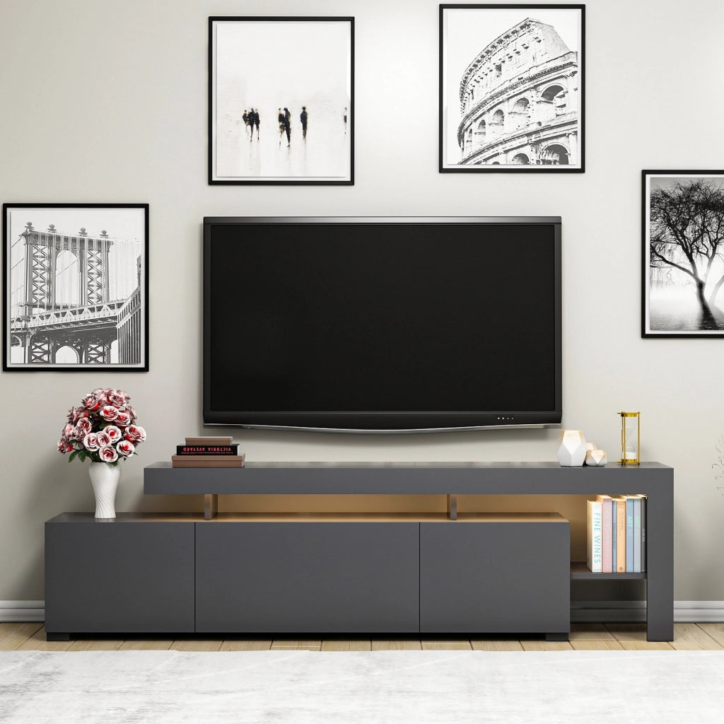 Trasacco, Mobile Porta tv un Ripiano, 192x37x53h cm Nero Antracite
