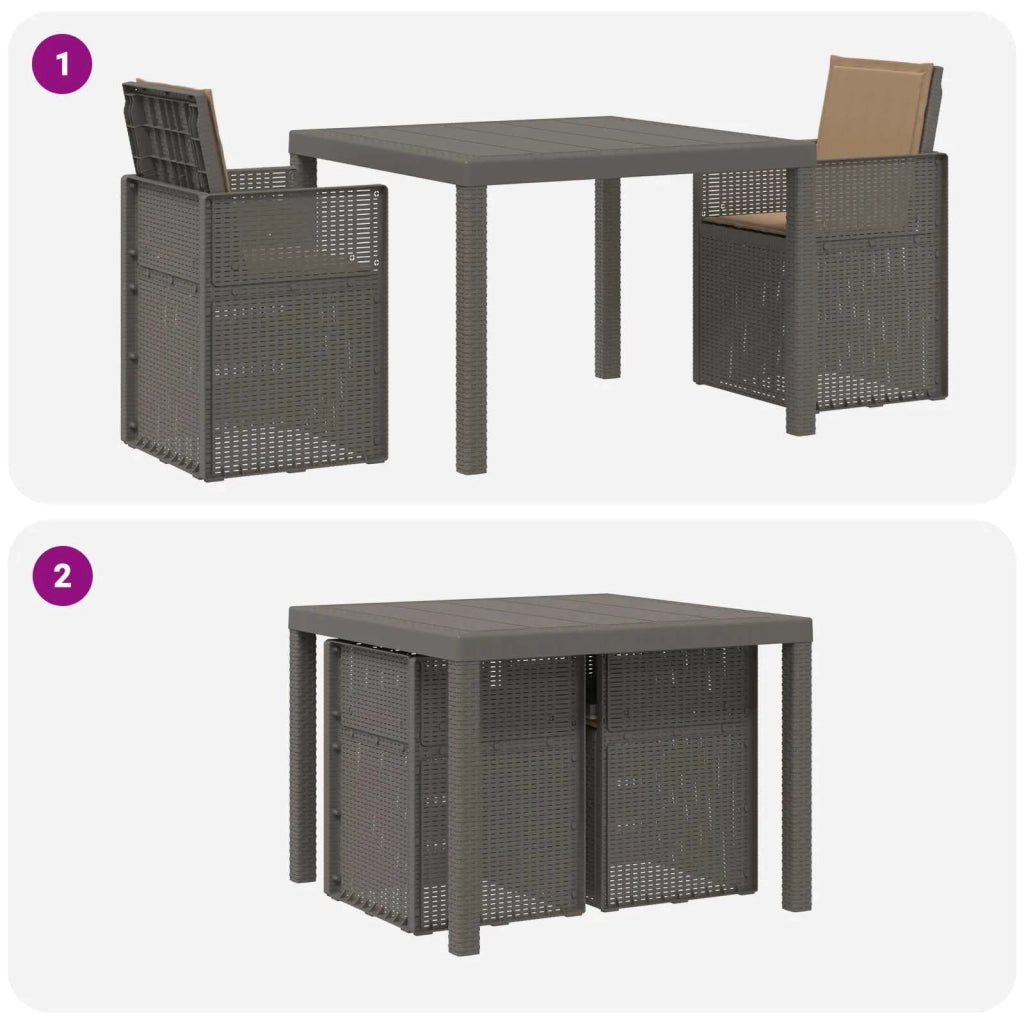 Set da Pranzo per Giardino 3 pcs Grigio chiaro e Tortora PP 3430053
