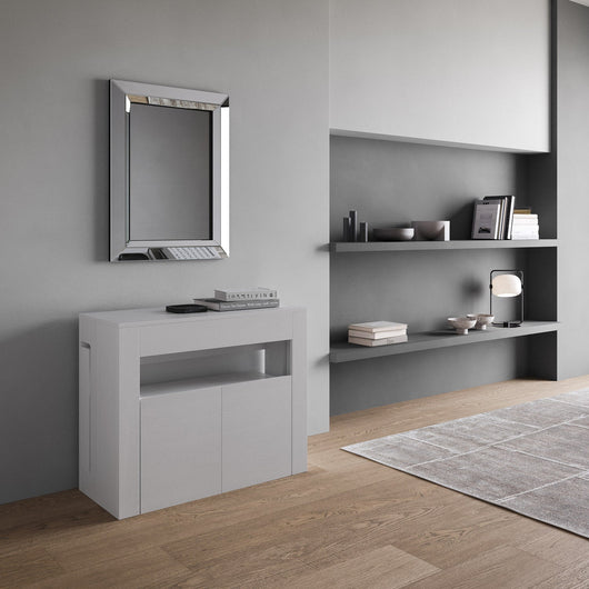 Consolle Tavolo Allungabile 90-302x42x75 cm Evolve Bianco Frassino con Panca Inferiore