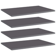 Ripiani Libreria 4 pz Grigio Lucido 60x40x1,5 cm in Truciolato cod mxl 59734