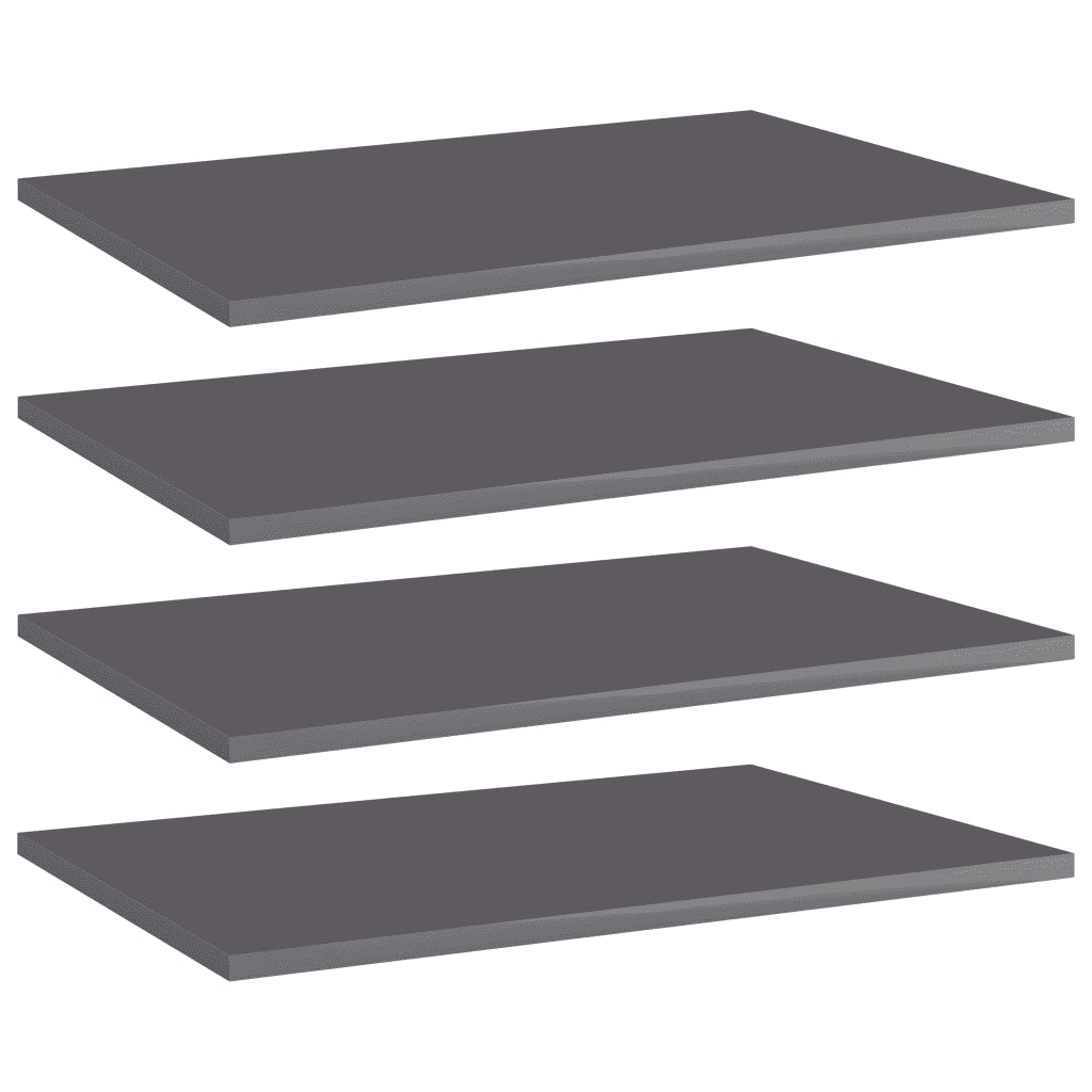Ripiani Libreria 4 pz Grigio Lucido 60x40x1,5 cm in Truciolato cod mxl 59734