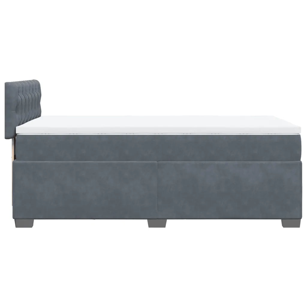 Giroletto a Molle con Materasso Grigio Scuro 90x190 cm Velluto