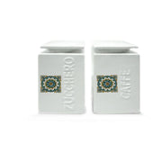 Set 2 Barattoli da Cucina in Ceramica Zucchero Caffe' Decoro Fiore