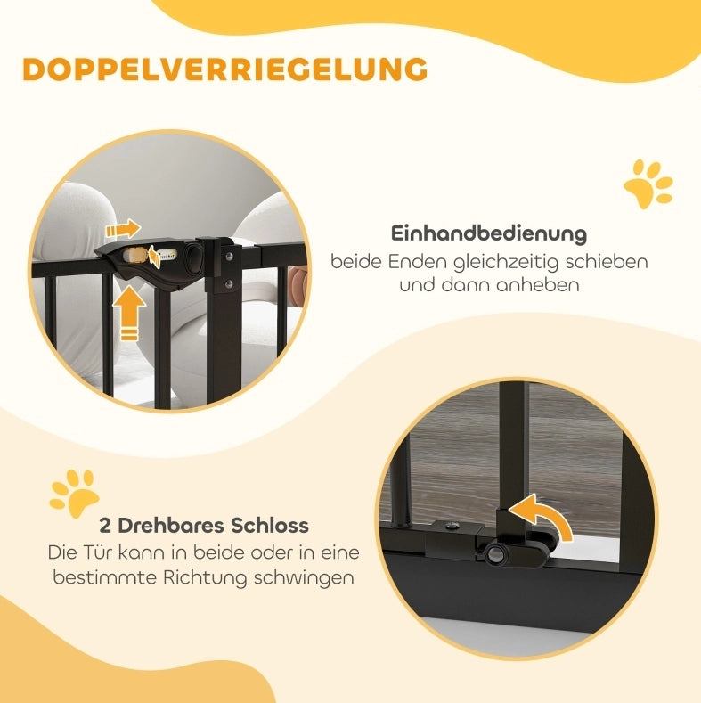 Cancello di Sicurezza per Cani in Metallo e Plastica Regolabile 74-80/87-94 cm Nero