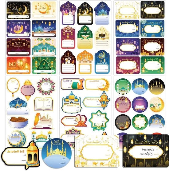 Etichette adesive per decorazione Eid Mubarak - 162 pezzi - accessori per festa islamica