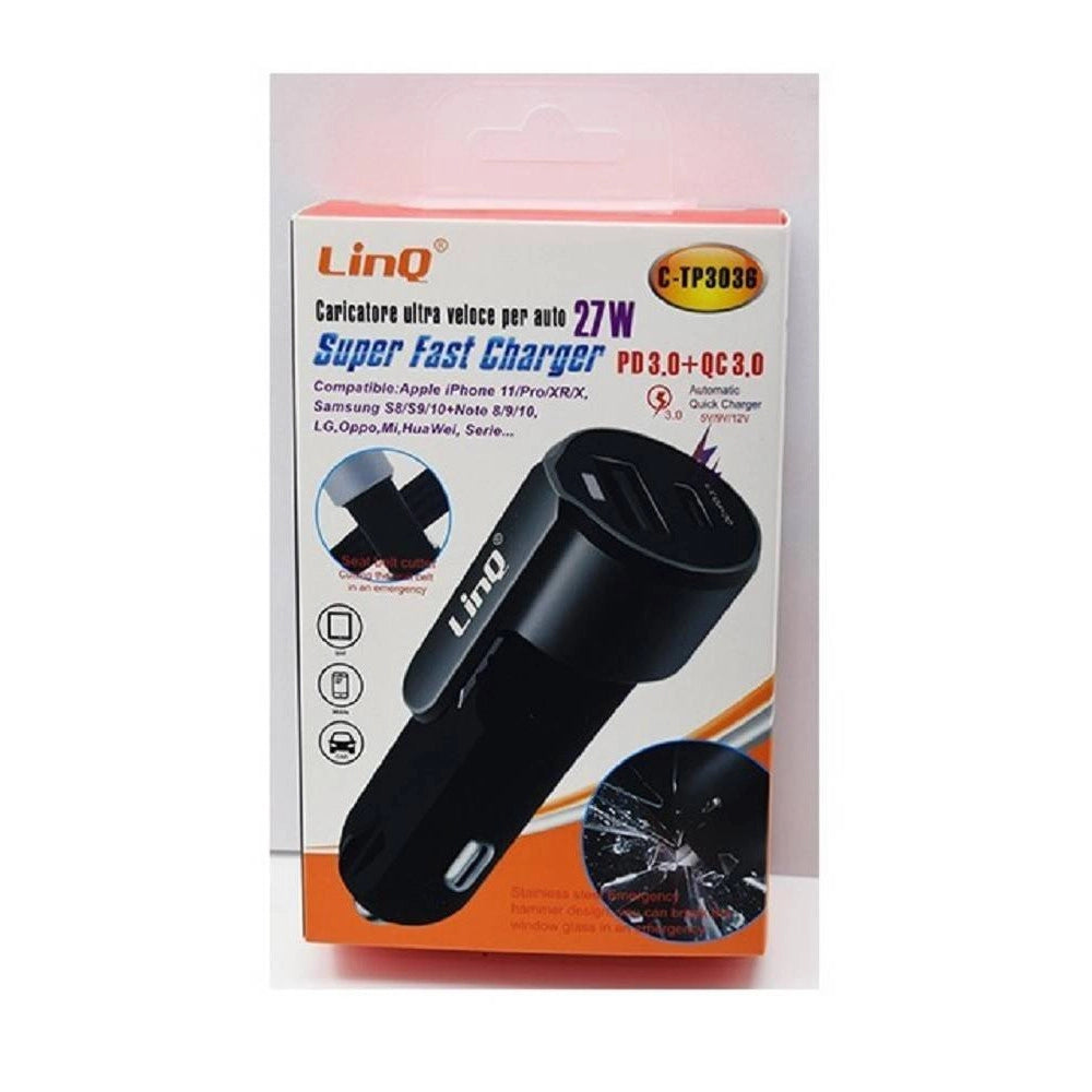 Trade Shop - Caricabatterie Adattatore Caricatore Rapido Auto Pd+qc3.0 Super Fast 27w C-tp3036 -