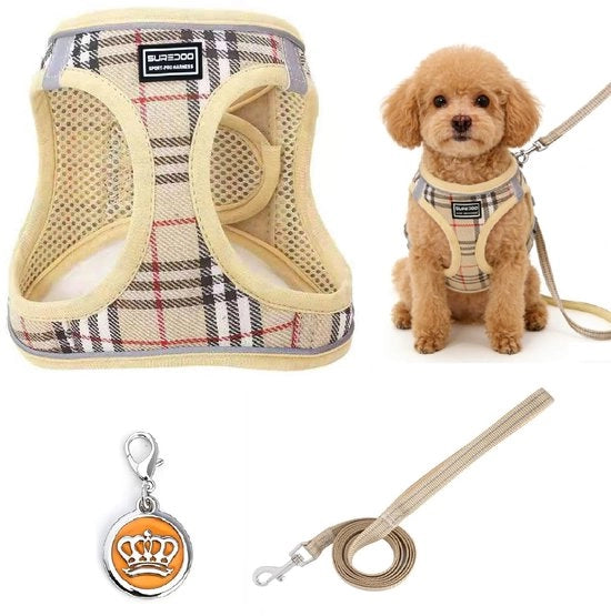 Accessori per cani per piccoli cani con cinturino, harnes per cuccioli, regolabile, ventilato con design riflettente, per cuccioli, piccoli cani, passeggiate, addestramento, outdoor