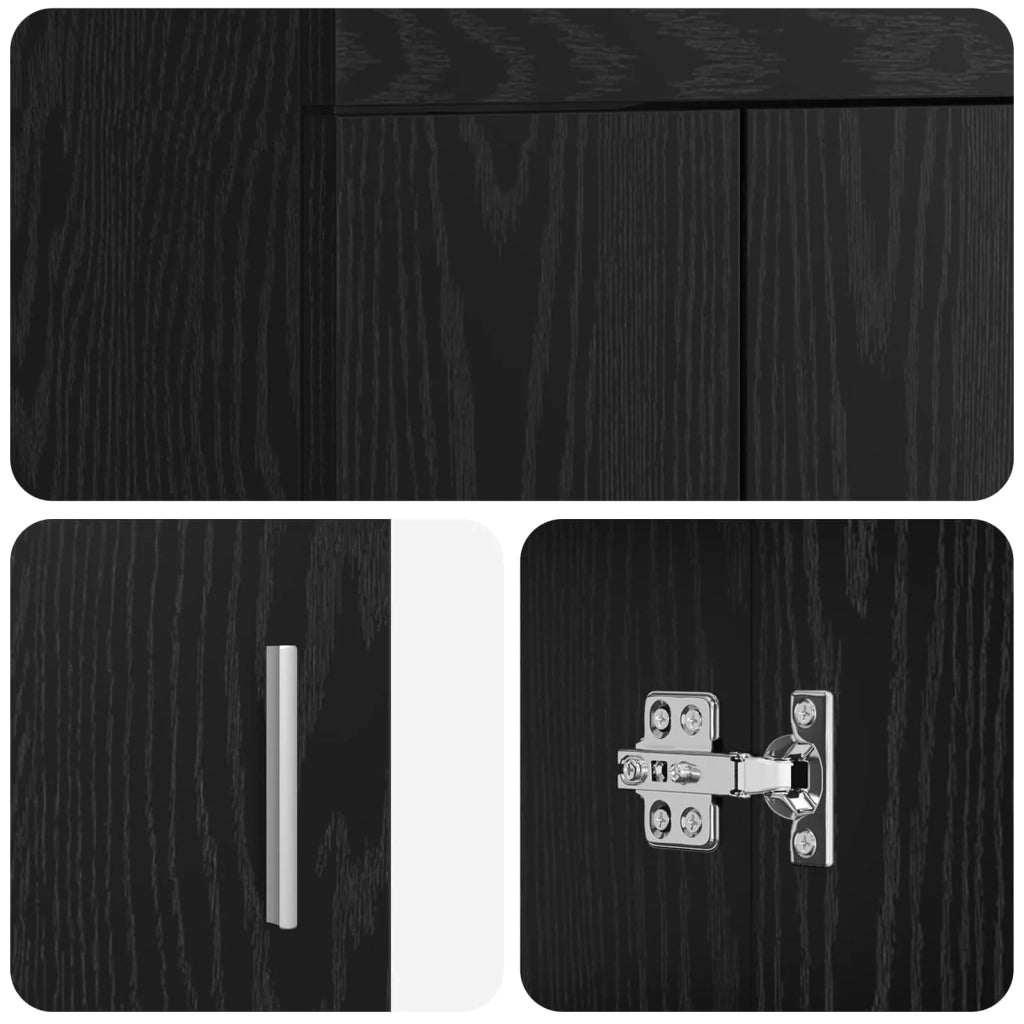 Mobiletto da Bagno Sotto Lavabo Rovere Nero 78,5 x 37,5 x 81 cm 890689