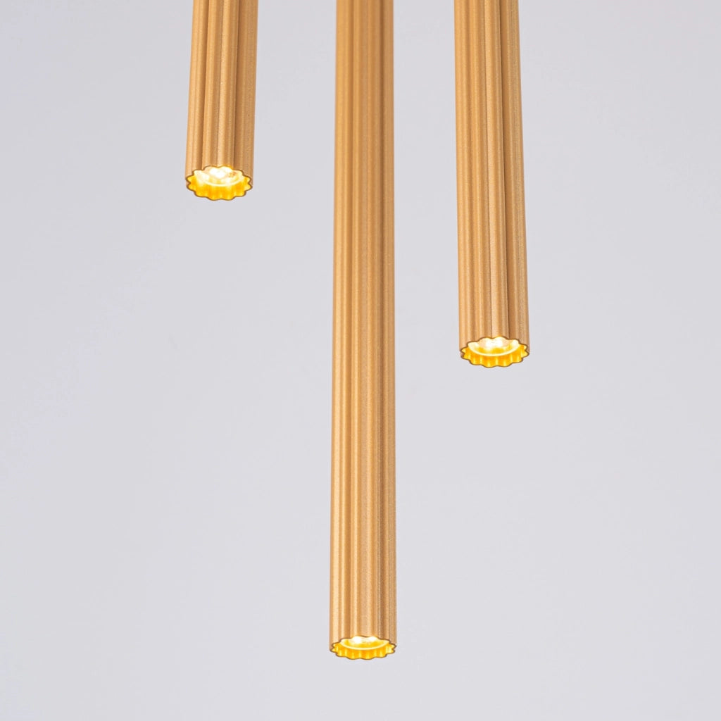 Lampada a sospensione tubolare rigata oro ZENTRA 3 G9